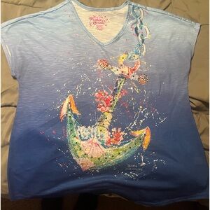 LEOMA LIVEGROVE ombré shirt sparkles size LARGE